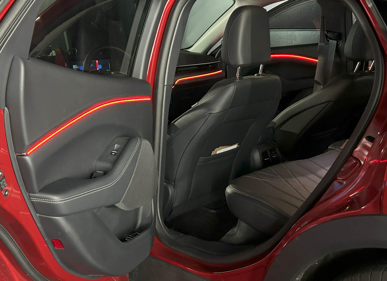Back seat ambient lighting on the doors and seatbacks